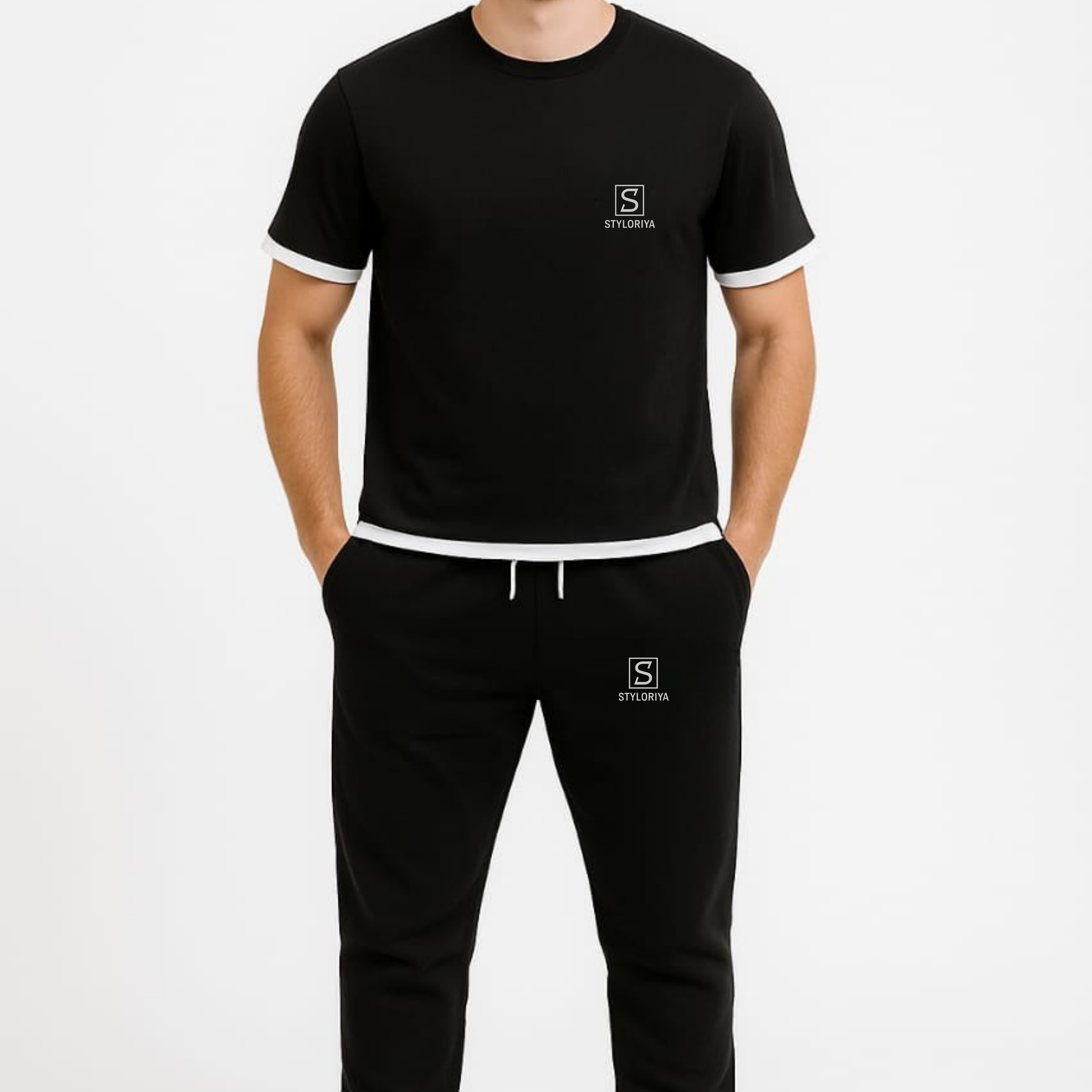 Tracksuit For summer –Black & White Bottom Combo #245